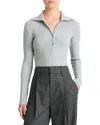 Vince Ribbed Cotton Long-sleeve Polo Shirt In Heather Mid Grey