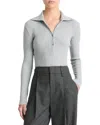 Vince Ribbed Cotton Long-sleeve Polo Shirt In Heather Mid Grey In Grey
