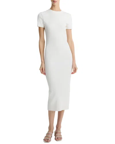Vince Rib Crew Neck Dress In White