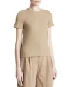 Vince Ribbed Short-sleeve Crewneck Top In Brown