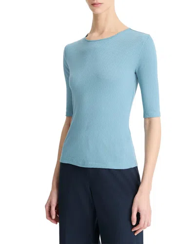 Vince Rib Elbow Crewneck Shirt In Multi