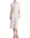 Vince Ribbed Elbow-sleeve Polo Midi Dress In Green
