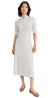 Vince Ribbed Elbow-sleeve Polo Midi Dress In Salt Glass