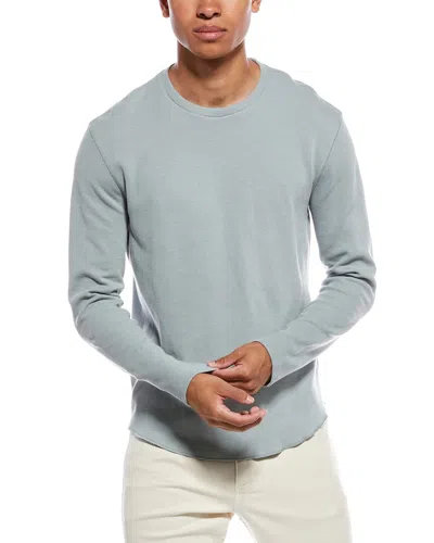 Vince Rib Flat Back Pullover In Blue