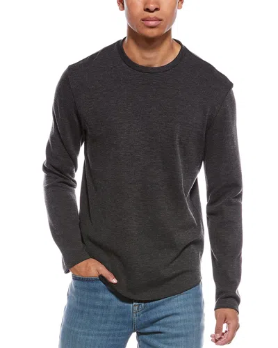 Vince Rib Flat Back Pullover In Black