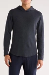 Vince Rib Flat Hoodie In Black