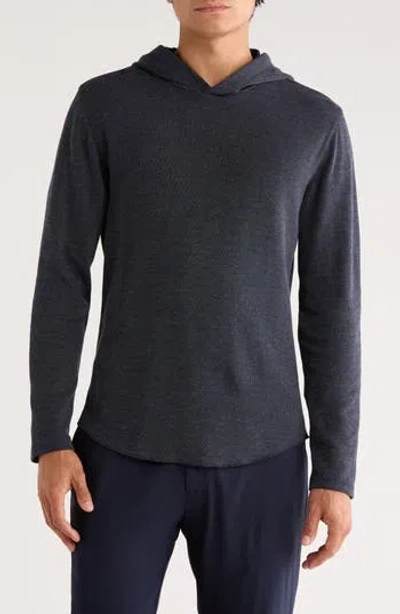 Vince Rib Flat Hoodie In Black