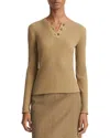Vince Rib-knit Long-sleeve Henley Top In Green