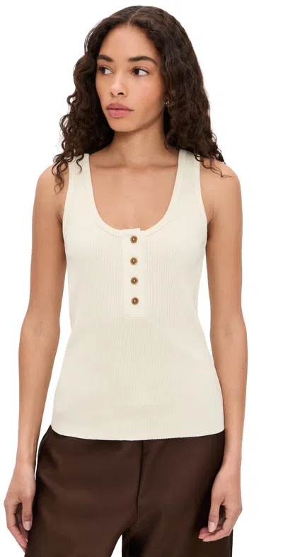 Vince Rib Henley Tank Sun Ivory In White