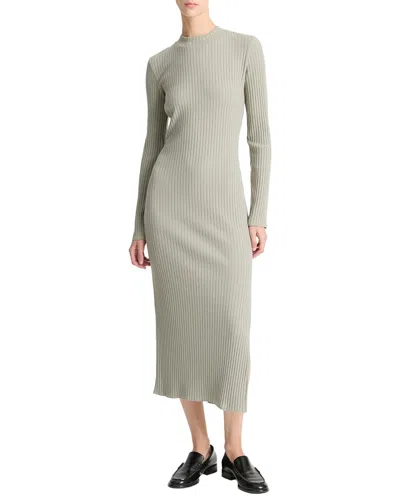 Vince Rib High Crew Neck Dress In Transparent