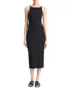 Vince Cotton-blend Ribbed High-neck Tank Dress In Black