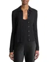 Vince Long-sleeve Ribbed Button-front Top In Black