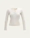 Vince Ribbed Cotton Blend Henley Top In Off White In Off White
