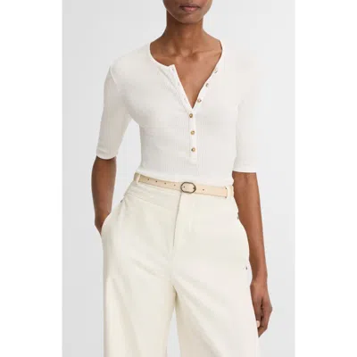 Vince Ribbed Pima Cotton Elbow-sleeve Henley In White