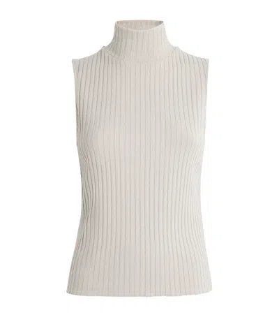 Vince Rib-knit Sleeveless Top In Ivory