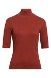 Vince Rib Knit Turtleneck Top In Red