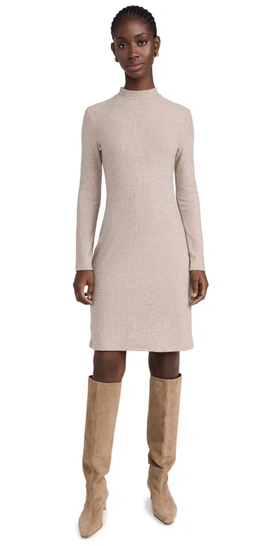 Vince Rib Long Sleeve Short Dress H Hazel Cream