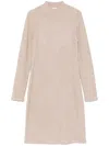 Vince Rib Long-sleeved Short Dress In Neutral