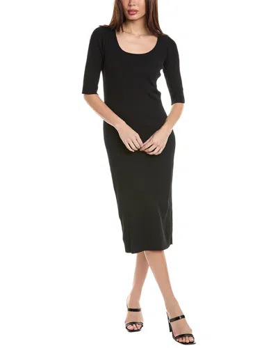 Vince Rib Midi Dress In Black