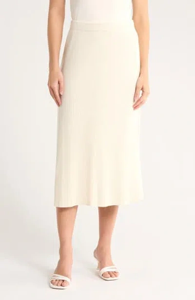 Vince Rib Midi Skirt In White