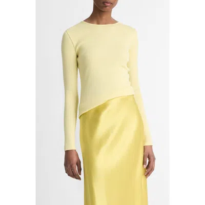 Vince Rib Pima Cotton Long Sleeve Crewneck T-shirt In Citrines