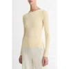 Vince Rib Pima Cotton Long Sleeve Crewneck T-shirt In Light Butter