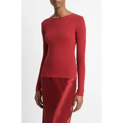 Vince Rib Pima Cotton Long Sleeve Crewneck T-shirt