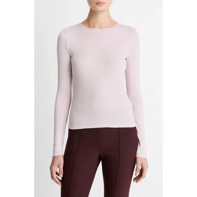 Vince Rib Pima Cotton Long Sleeve Crewneck T-shirt In Pink