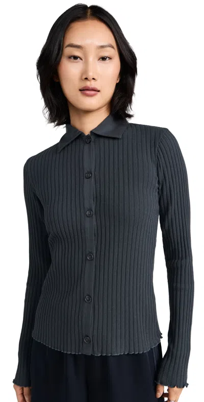 Vince Hemd Aus Einer Gerippten Baumwollmischung In Storm Blue