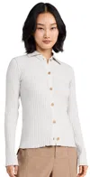 VINCE RIB POLO BUTTON UP SALT GLASS