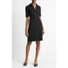 Vince Elbow Sleeve Polo Dress In Black