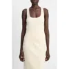 Vince Rib Racerback Stretch Cotton Blend Tank Top In Brown