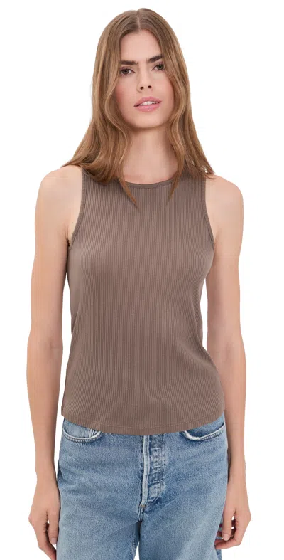 Vince Rib Shell Tank Taupe Haze In Brown