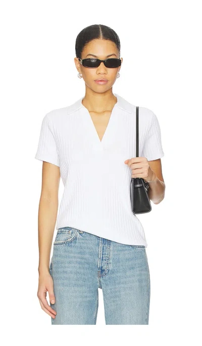 Vince Rib Short Sleeve Polo In White