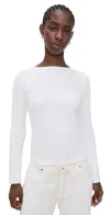 Vince Rib Slash Neck Shirt Off White