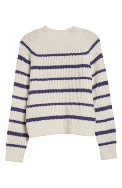 Vince Rib Stripe Crewneck Sweater In Pampas/dark Peri