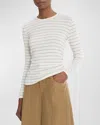 Vince Stripe Long Sleeve Rib Top In Pale Cliff Combo