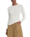 Vince Stripe Long Sleeve Rib Top In Multi