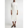 Vince Rib-knit Long-sleeve Midi Dress In White