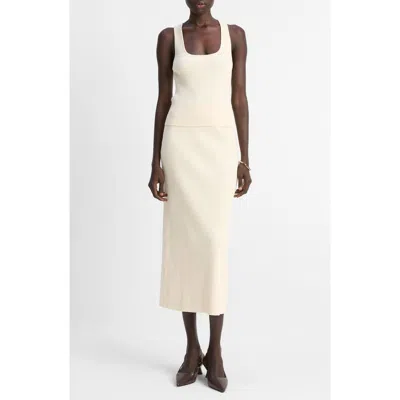 Vince Rib Sweater Midi Skirt In White