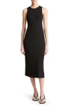 Vince Ribbed High-neck Tank Dress In Black