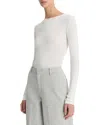 Vince Boat Neck Rib Top In White