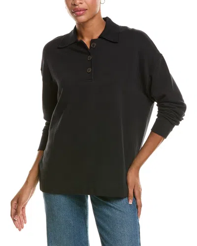 Vince Rib Trim Polo Shirt In Black