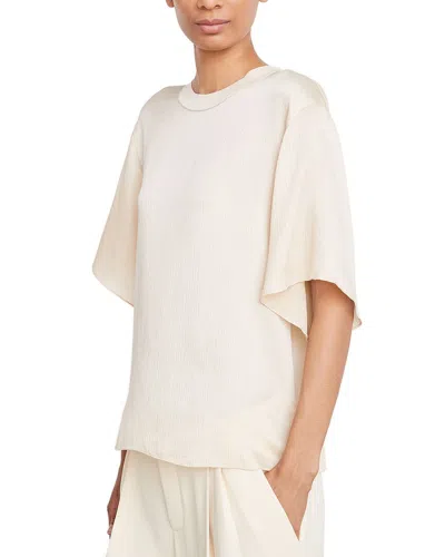 Vince Rib Trim Silk Sweater In White