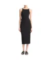 Vince Cotton-blend Ribbed High-neck Tank Dress In Black In Black