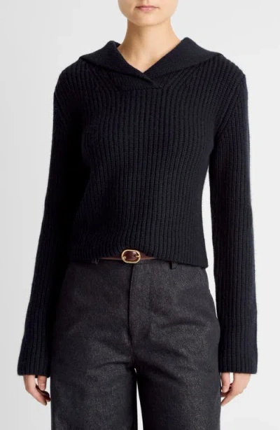 Vince Rib Wool & Cashmere Sailor Collar Sweater In Blue