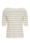 Vince Ribbed Boat Neck Sweater In White