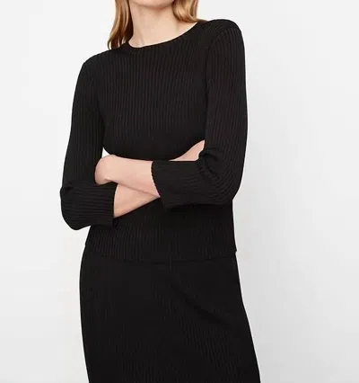 Vince Ribbed Boatneck Sweater In Black