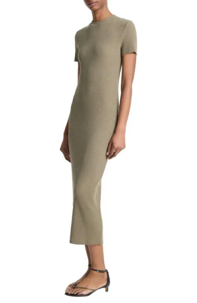 Vince Ribbed Body-con Sweater Dress In Moss Smoke