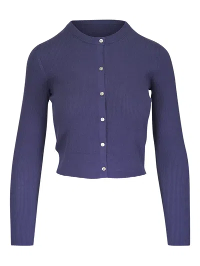 Vince Ribbed Cardigan In Blue